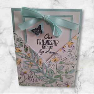 Handmade Floral Friendship Greeting Card with Bow